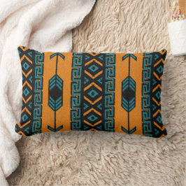 Türkis Orange Südwest Tribal Azteken Muster Lendenkissen