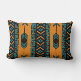 Türkis Orange Südwest Tribal Azteken Muster Lendenkissen