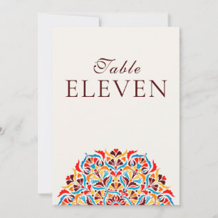 Türkis Orange Whimsical Florale Hochzeitstisch-Num Einladung