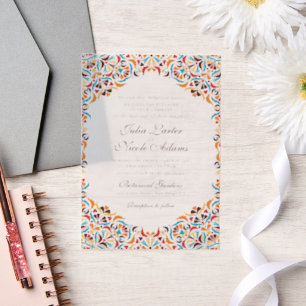Türkis Orange Whimsical Florales Mandala-Hochzeit