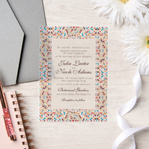 Türkis Orange Whimsical Florales Mandala-Hochzeit