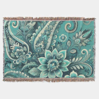 Türkis Paisley Floral Pattern Decke