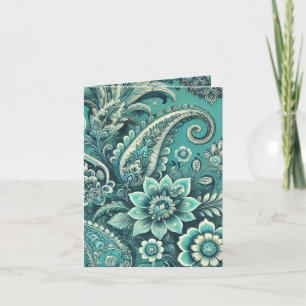 Türkis Paisley Floral Pattern Feiertagskarte