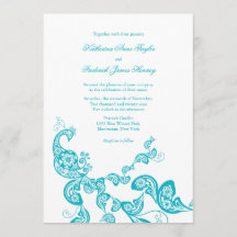 Türkis-Paisley-Pfau-schicke Hochzeit laden ein