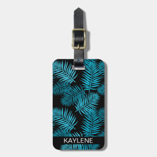 Türkis Palm Blätter Personalisiert Gepäckanhänger