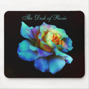 Türkis Pastel Rainbow Rose Mousepad