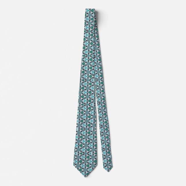 Türkis Pattern Neck Tie Krawatte (Vorderseite)