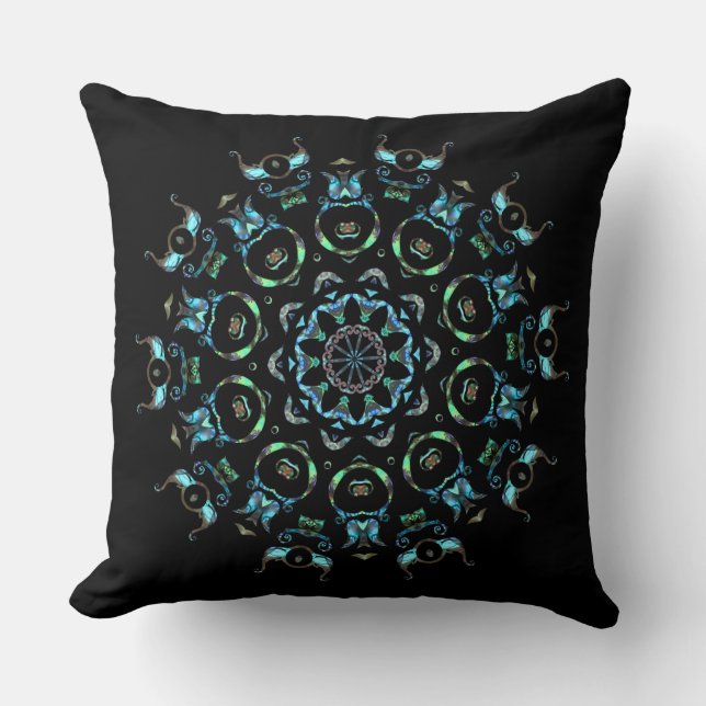 Türkis Pearl Mandala Throw Kissen (Vorderseite)