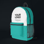 Türkis | Personalisiertes Firmenlogo und Text Bedruckter Rucksack<br><div class="desc">Türkis | Personalisiertes Firmenlogo und beruflich druckter Textrücksatz</div>