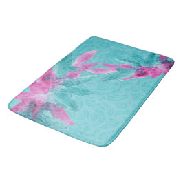 Türkis Pink Abstrakt Hawaiianische Blume Badematte
