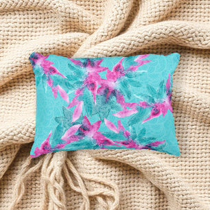 Türkis Pink Abstrakt Hawaiianische Blume Dekokissen