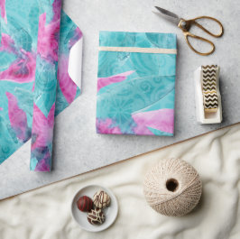 Türkis Pink Abstrakt Hawaiianische Blume Geschenkpapier