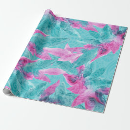 Türkis Pink Abstrakt Hawaiianische Blume Geschenkpapier