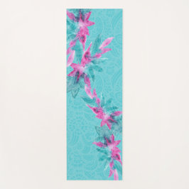 Türkis Pink Abstrakt Hawaiianische Blume Yogamatte