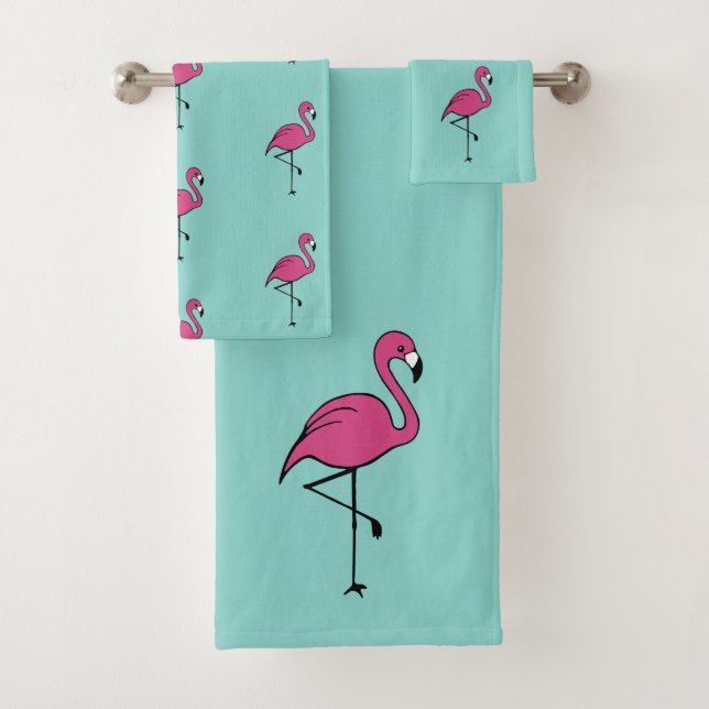 Türkis Pink Flamingo Badetücher Set Geschenk (Insitu)