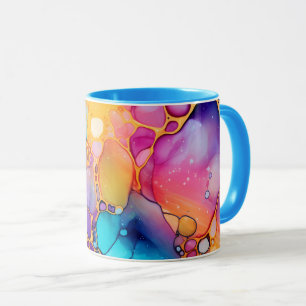 Türkis Pink Peach Lila Alkohol und Tinte Design Tasse