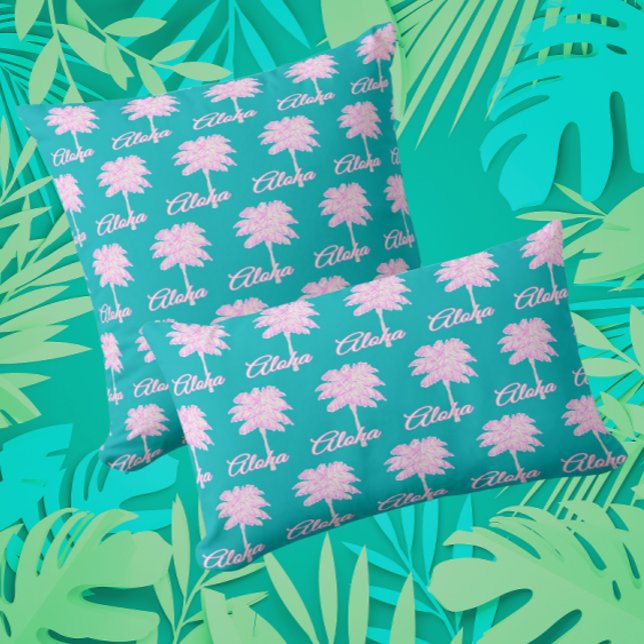 Türkis Pink Weiße Palme Aloha Tropisch Kissen (A touch of the islands!)