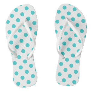 Türkis Polka Dots auf Weiß Flip Flops