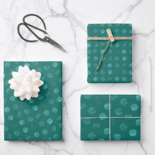 Türkis Polka Dots Modernes & elegantes Weihnachtsf Geschenkpapier Set