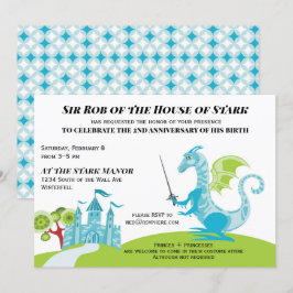 Türkis-Prinz und grüner Geburtstag Einladung