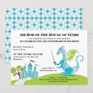 Türkis-Prinz und grüner Geburtstag Einladung