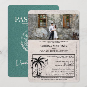 Türkis Puerta Vallarta Pass Hochzeit Einladung