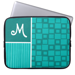 Türkis-Quadrate; Retro Quadrat Laptopschutzhülle
