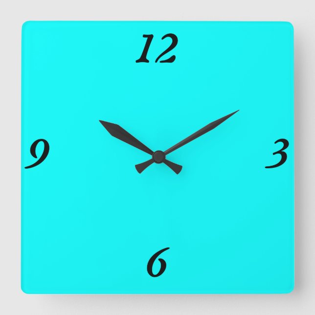 Türkis Quadratische Wanduhr (Vorderseite)
