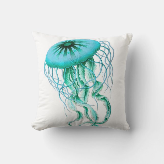 Türkis-Quallen nautisch/Strand-Wurfs-Kissen Kissen (Vorderseite)