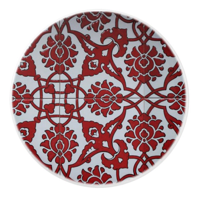 Turkis Red Keramik Floral Keramikknauf (Vorderseite)