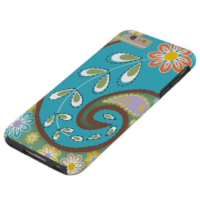 Türkis-Retro-Paisley-Motiv Case-Mate iPhone Hülle (Oberseite)