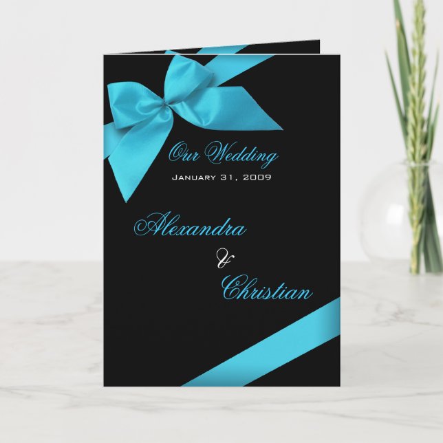 Türkis Ribbon Hochzeitsankündigung Einladung (Vorderseite)