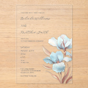 Türkis-Roségold 3D-Blumen Weiß Acryleinladungen