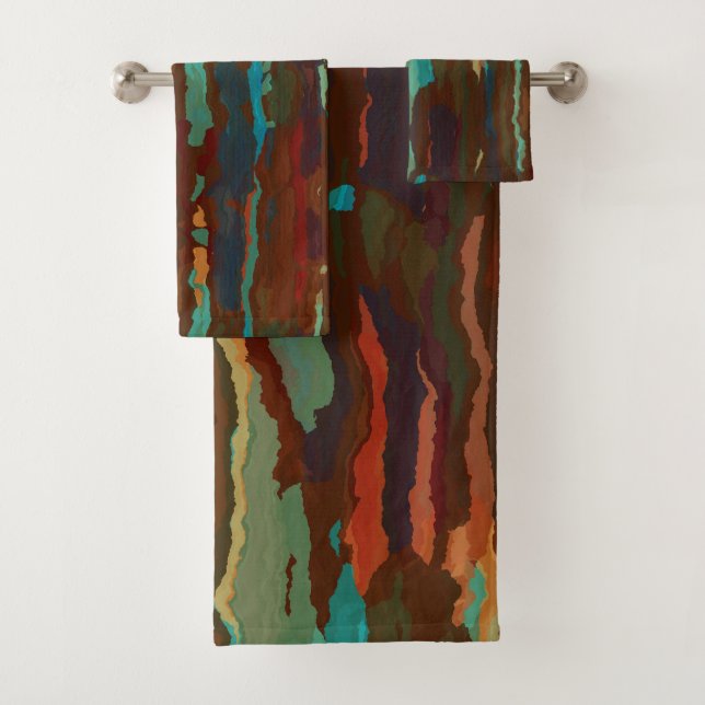 Türkis, Rost und Blau Abstrakt Badhandtuch Set (Insitu)