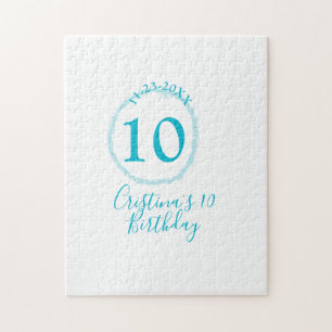 Türkis. Runder Glitzer 10. Geburtstag kühl