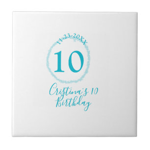 Türkis. Runder Glitzer 10. Geburtstag kühl Fliese