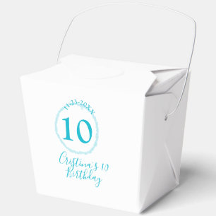 Türkis. Runder Glitzer 10. Geburtstag kühl Geschenkschachtel