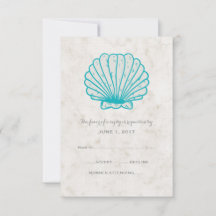 Türkis Rustic Seashell Wedding RSVP Card