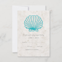 Türkis Rustic Seashell Wedding RSVP Card Karte