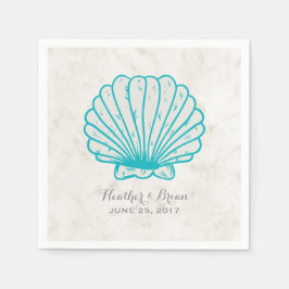 Türkis Rustic Seashell Wedding Serviette