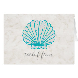 Türkis Rustic Seashell Wedding Tischnummer
