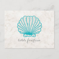 Türkis Rustikale Seashell Tischnummer Postkarte