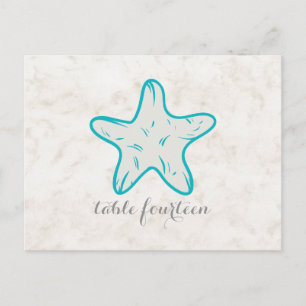 Türkis Rustikale Starfish Tischnummer Postkarte
