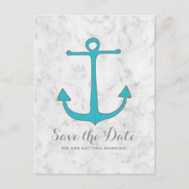 Türkis Rustikaler Anker Save the Date Postkarte