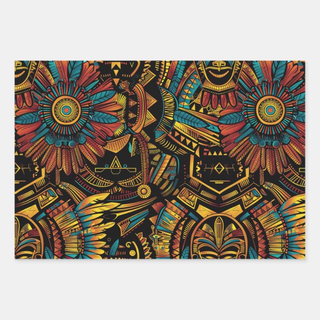 Türkis-saftig "Aztec Dream" Elegante Wanderung Pap Geschenkpapier Set (Vorderseite)