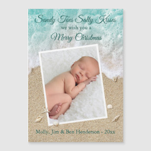 Türkis Sandy Toes Salty Kisses Frohe Weihnachten Magnetkarte