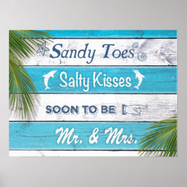 Türkis Sandy Toes Salty Kisses Mr & Mrs Poster