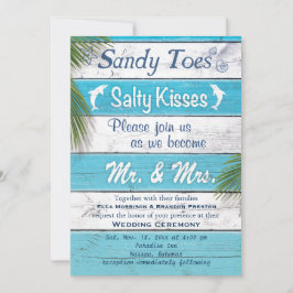 Türkis Sandy Toes salzige Küsse Wedding einladen Einladung