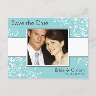 Türkis-Save the Date Foto-Postkarten Ankündigungspostkarte