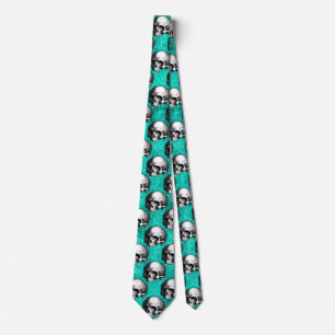 Türkis Schädel und Sonnenblumen Serie Design 8 Krawatte